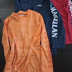 Magellan Outdoors Kids' XS Orange,  Blue and Red Long Sleeve Shirts, 3 total